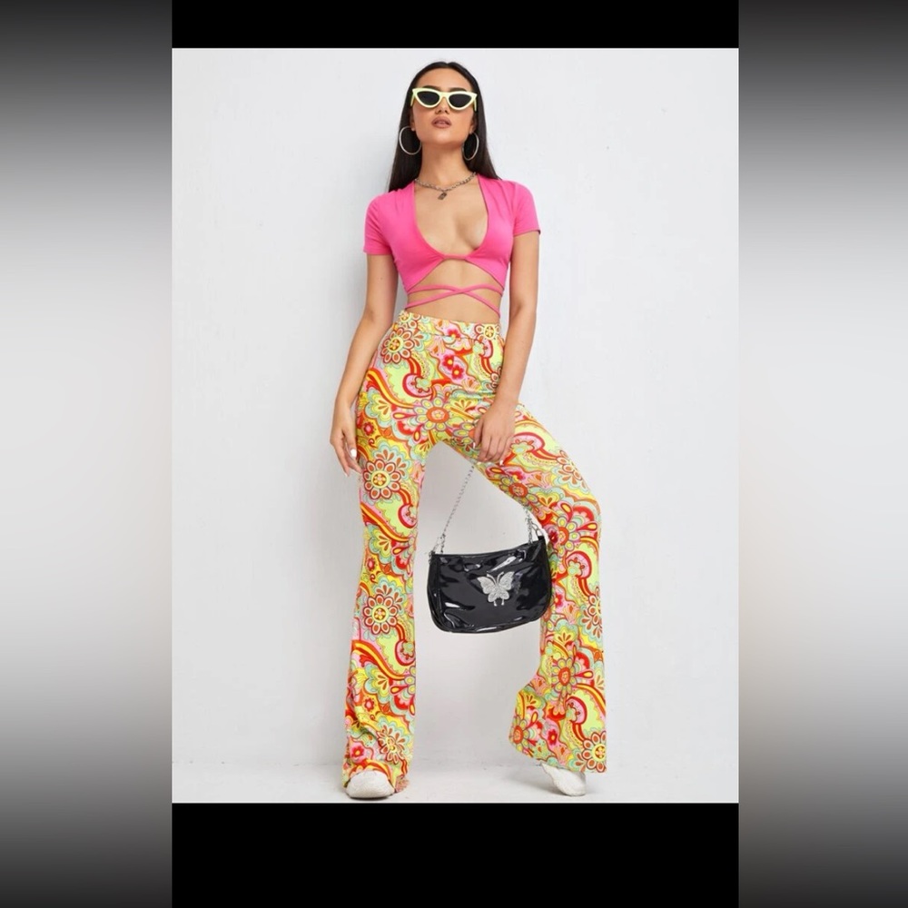 Floral flair leg pants from SHEIN size large
